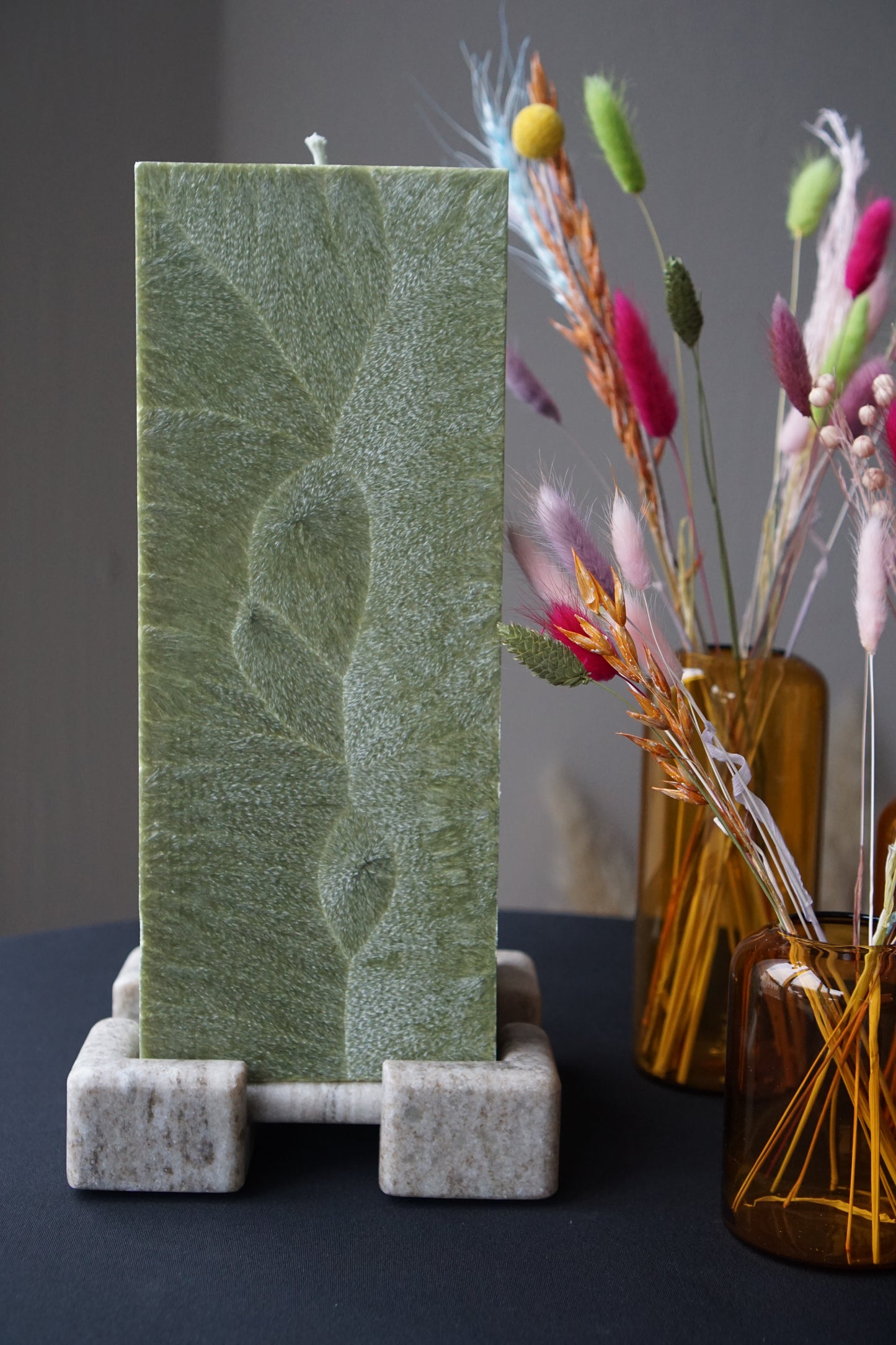 Interior candle - green square 12