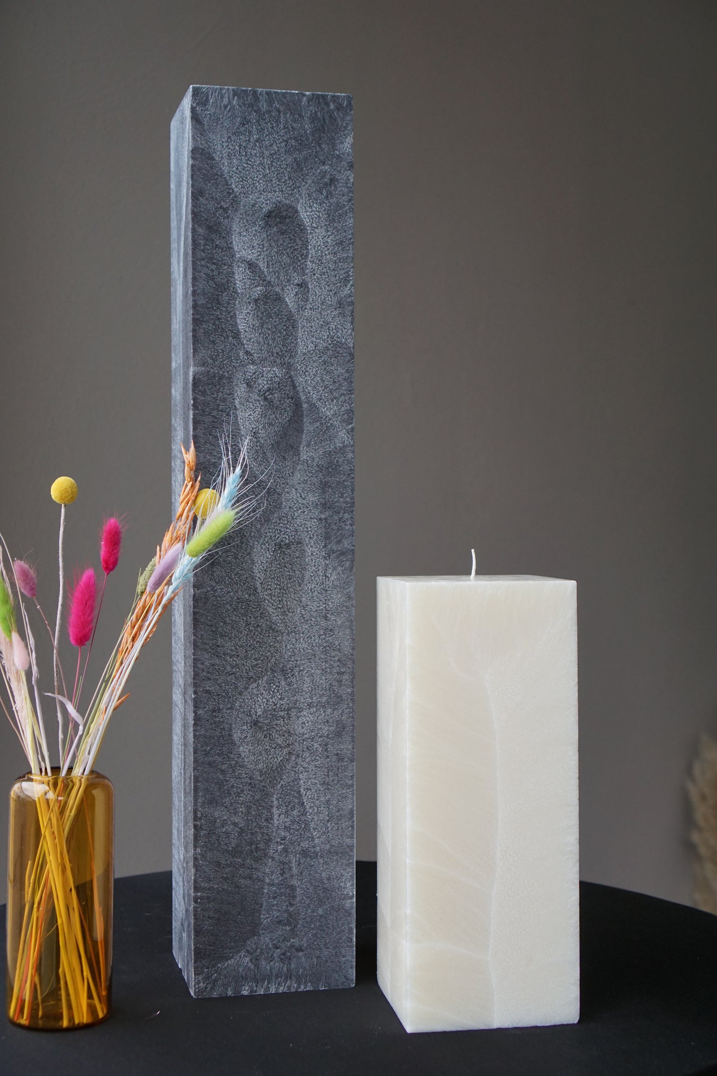 Interior candle - anthracite square 12